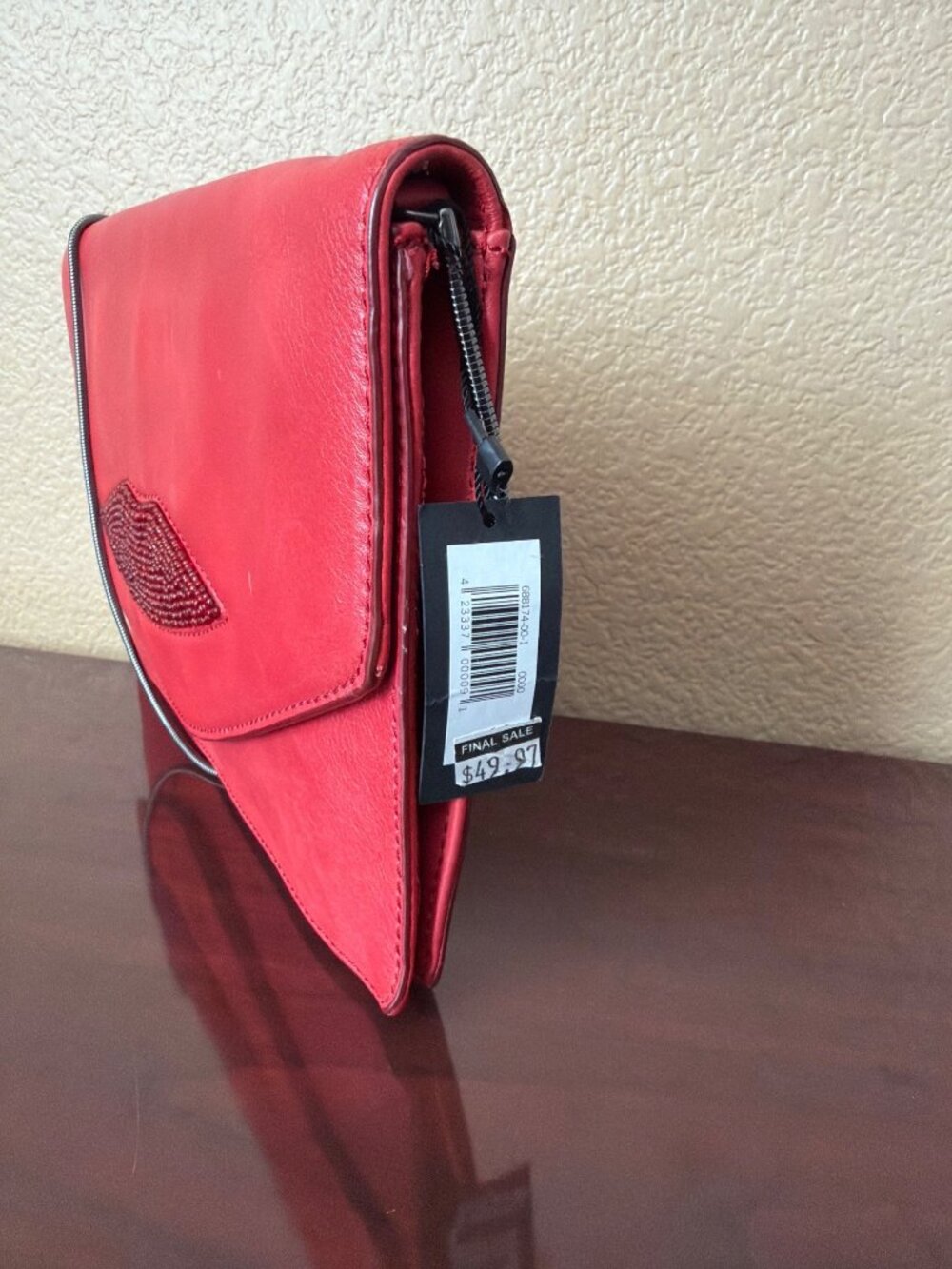 Banana Republic L’Wren Scott Red Beaded Lips Shoulder Bag Clutch Purse NEW - Picture 4 of 11
